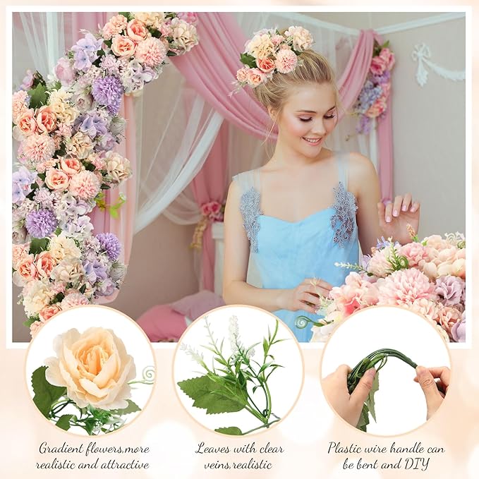 Tigeen Artificial Flowers Artificial Peonies Silk Flowers Faux Peony Fake Peony - Image 3