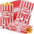 300 Pcs Paper Popcorn Bags Bulk 2 oz Large Flat Bottom Boxes Red and White by Leinuosen