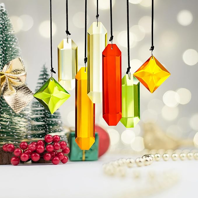 Set of 7 Colorful Crystal Ornaments by QFkris