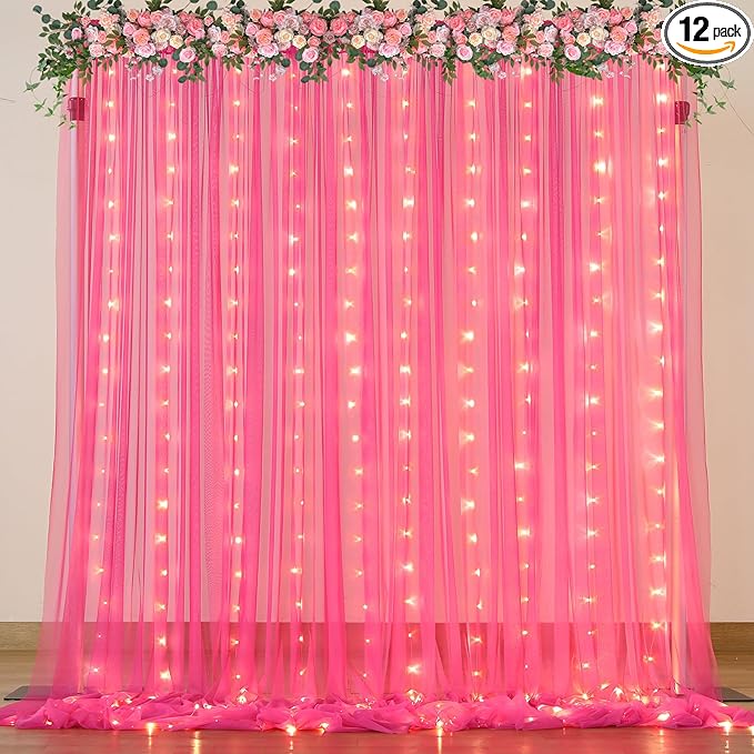 Hot Pink Tulle Backdrop Curtain by Suppromo