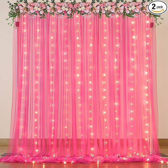 Hot Pink Tulle Backdrop Curtain by Suppromo