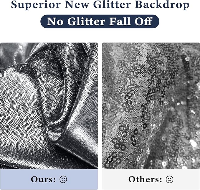 Outpain Thick 20 ft x 10 ft Black Silver Sequin Backdrop Curtain - Image 3