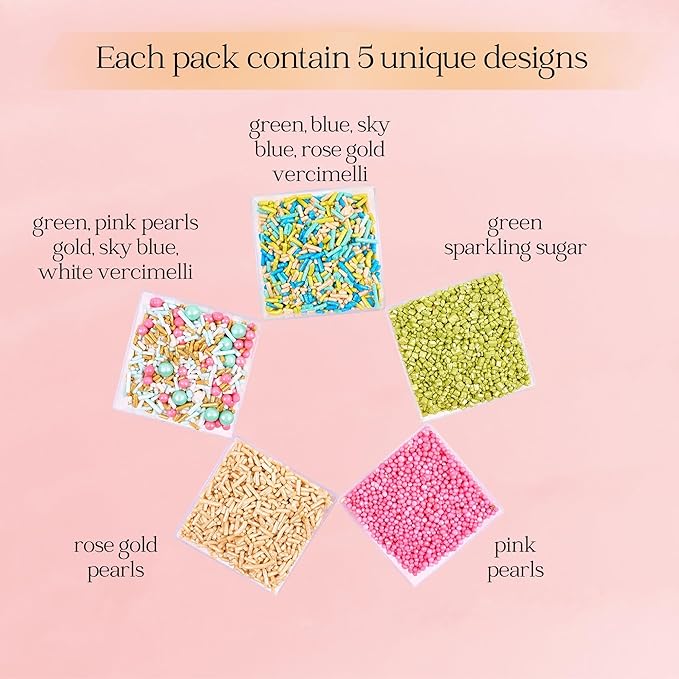 Confect Sprinkles – 5 Pack Assorted Cake Decorating Mix – Festive Edible - Image 2