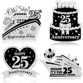 4 PCS Large 25th Anniversary Cruise Door Magnets Decorations Happy 25th by Unknown