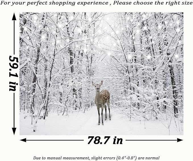 QGHOT Winter Tapestry Wall Hanging Snow Scene Backdrop Winter Wonderland Wall - Image 7