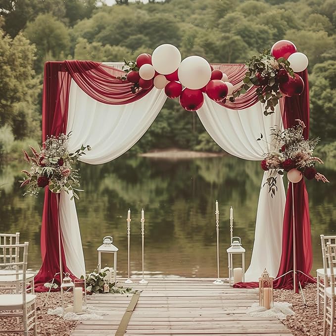 Wokceer Burgundy Wedding Arch Draping Fabric Backdrop 3 Panels 28.7" X 20FT - Image 6
