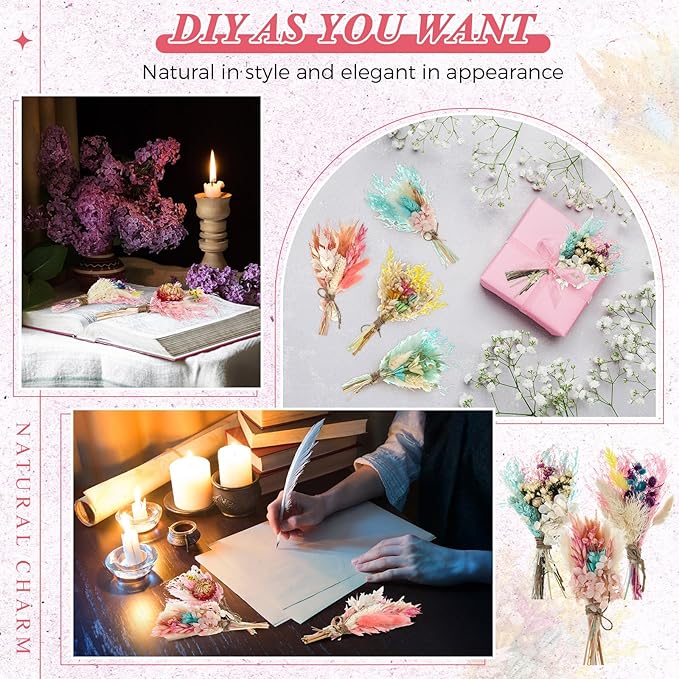 Layhit 12 Pack Boho Dried Flower Bouquet Mini Wedding Handmade Dry Flowers Decor - Image 3