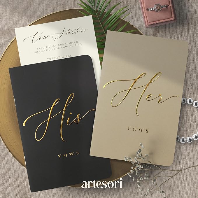 ARTESORI Wedding Vow Book for Her & Him, Soft Touch, 28 Lined Pages, Wedding - Image 6