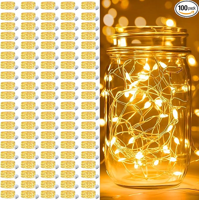 pozzolanas 100 Pack Warm White Battery Operated String Lights - 7ft Waterproof by pozzolanas