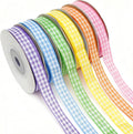 3/8" 6 Colors X 10 Yards Light Rainbow Check Satin Ribbon, 60 Yards Assorted by Unknown