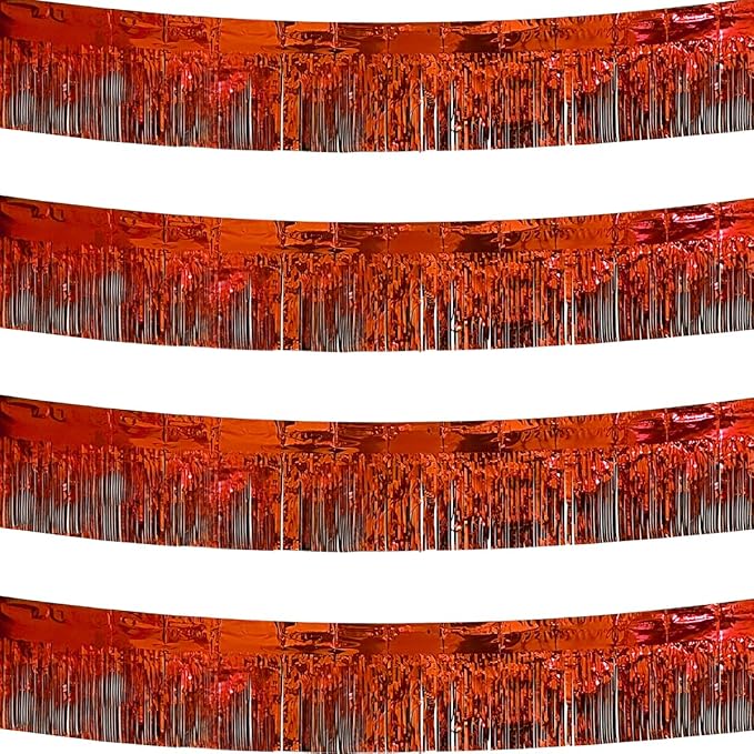 4 Pack Red Total 40 Feet Foil Fringe Garland Metallic Tinsel Banner Wall by iiCheerful