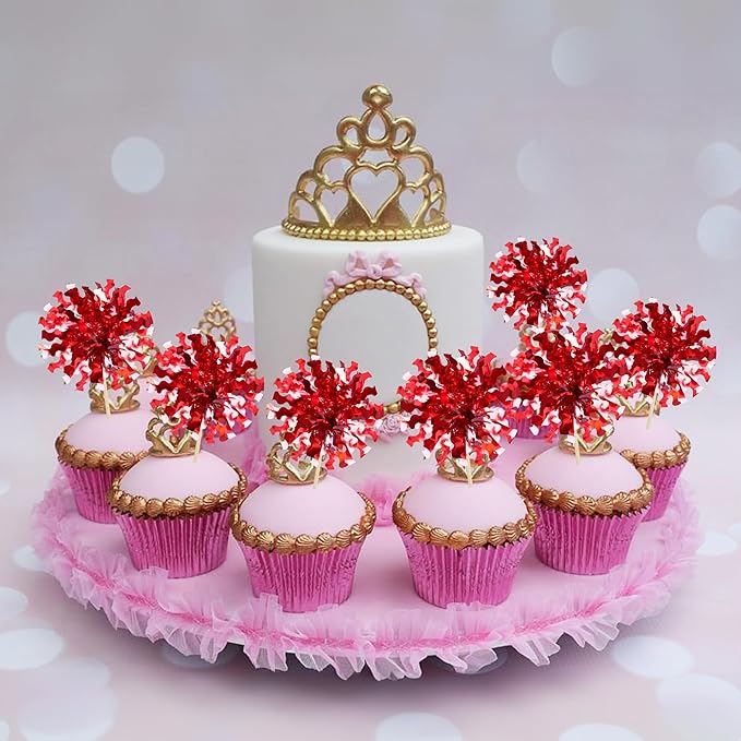 Ephlyn 30Pcs Foil Firework Cupcake Toppers Happy Birthday Cake Toppers Tinsel - Image 4