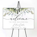 Greenery Wedding Welcome Sign, Rustic Wedding Welcome Sign, Welcome Sign Wedding by Custom