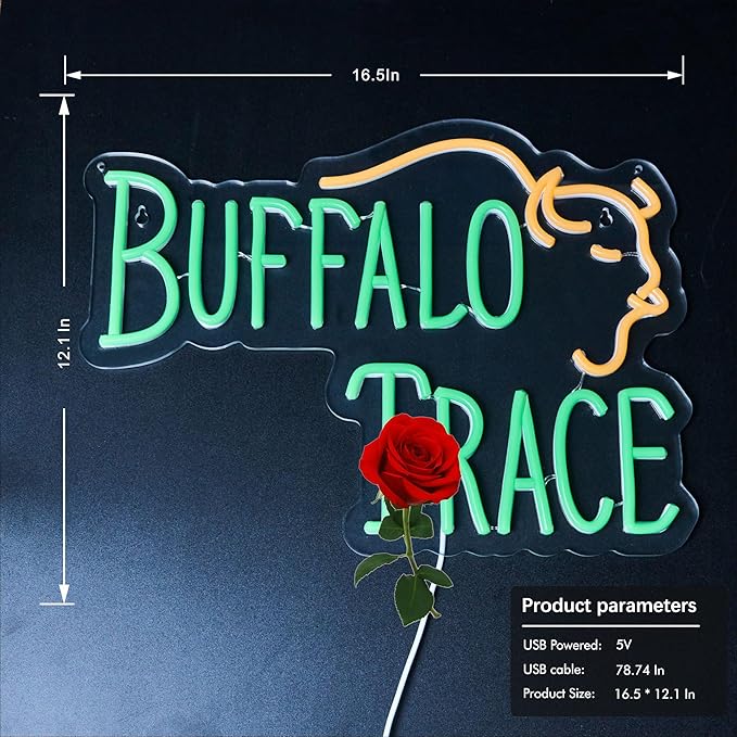 Whiskey Neon Sign for Bar Wall Decor, Buffalo Whiskey Dimmable Light Up Bar - Image 4