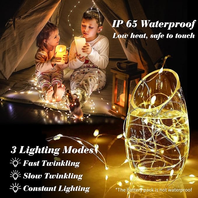 ZGWJ 8 Pack Fairy Lights Battery Operated, 7ft 20 Mini LED Fairy String Lights - Image 3