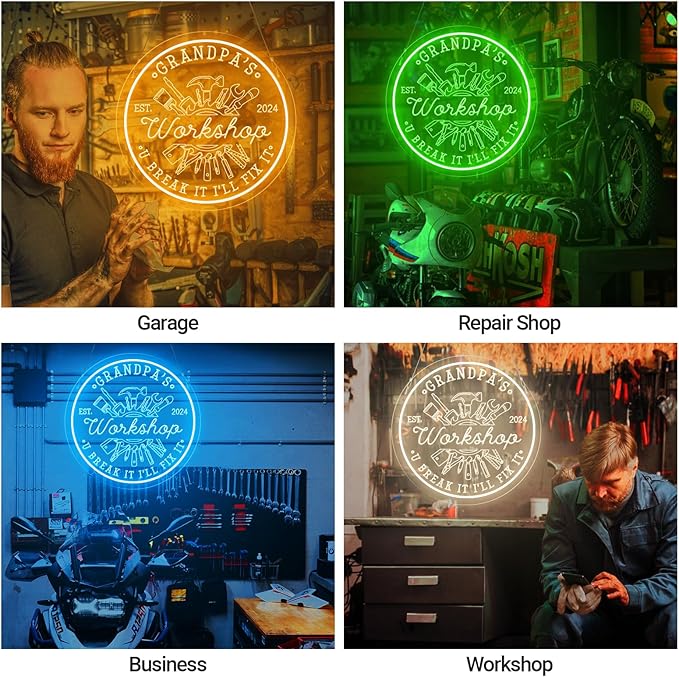 Custom Garage Neon Sign for Workshop, Personalized LED Wrench Tool Signs for - Image 4