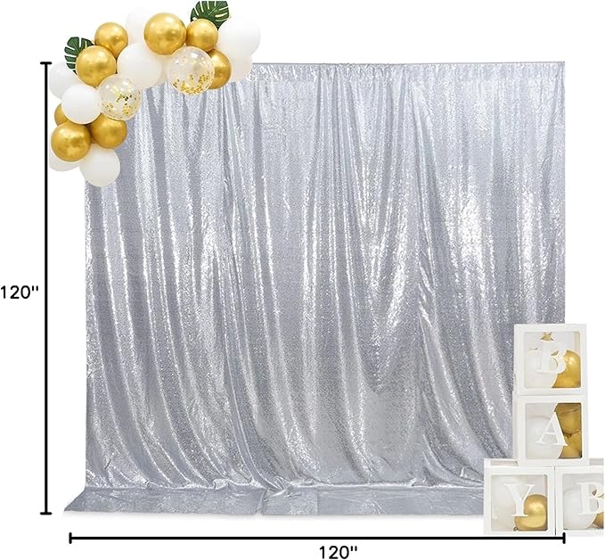 SquarePie Sequin Backdrop Curtain Background Opaque Non-Transparent Satin - Image 8