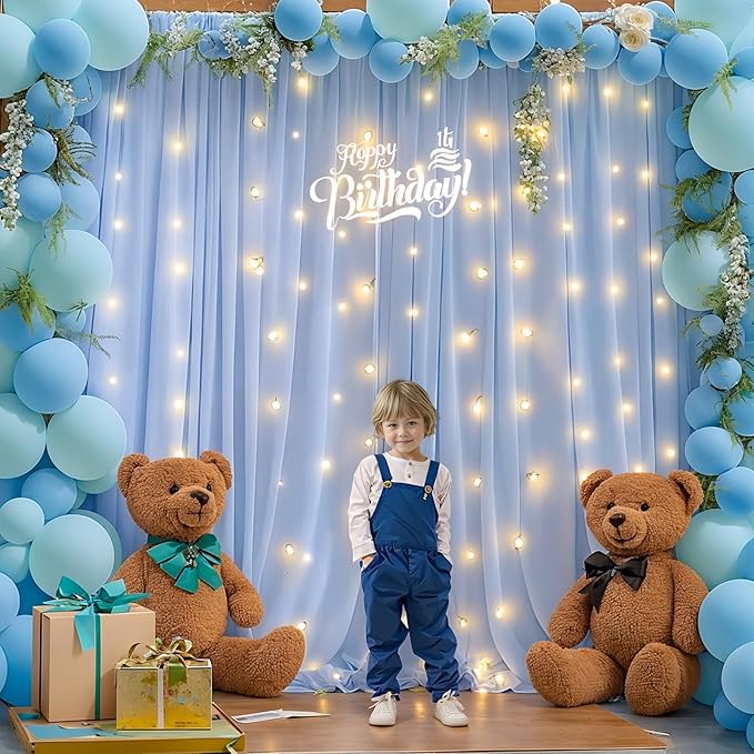 10ft x 7ft Baby Blue Chiffon Backdrop Curtain - Image 7