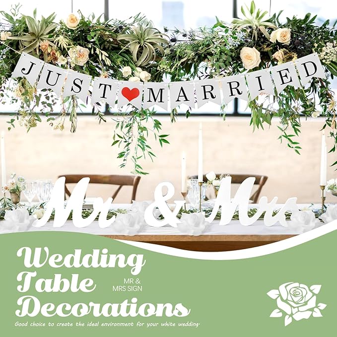 White Wooden Mr and Mrs Signs for Wedding Table, Wooden Wedding Table Signs for - Image 4