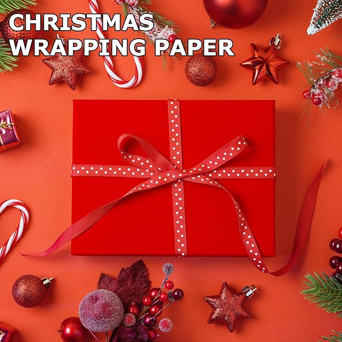 Vanhench Red Wrapping Paper Roll 17.5" x 760" - Image 5