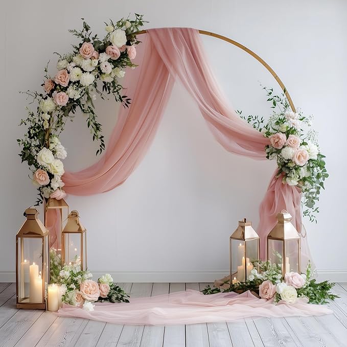 Wedding Arch Draping Fabric 4 Panels 28.7" x 20FT Dusty Rose Sheer Chiffon - Image 4