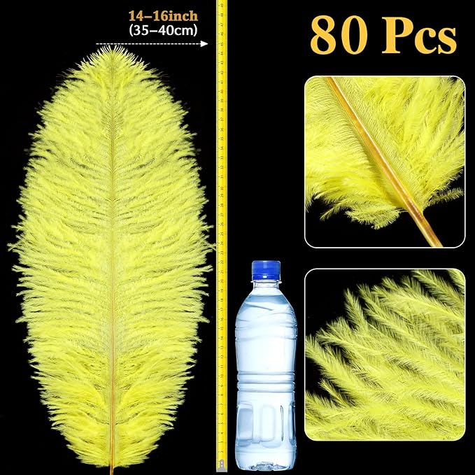 80 Pcs Large Natural Ostrich Feathers Plumes 14-16 Inch Bulk - Image 2