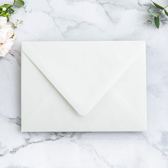 PONATIA 50PCS A7 Euro Flap Ivory Envelope, 5.25 x 7.25'' Boho Flowers Liner - Image 2