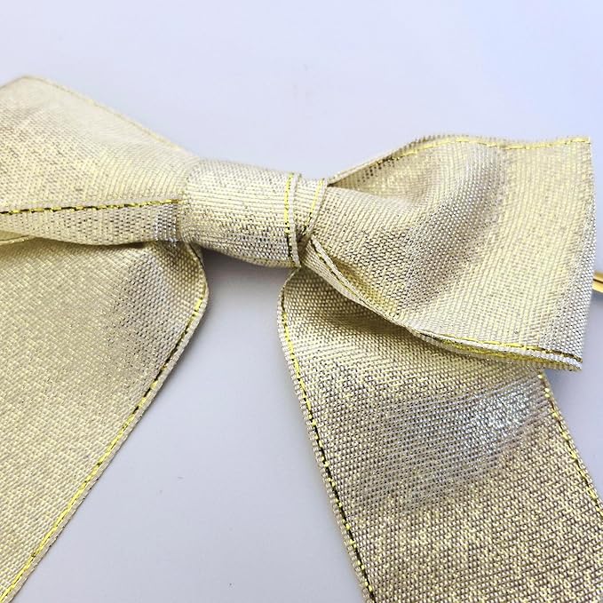 36pcs 4-1/2" Metallic Gold Glitter Ribbon Bows - Image 5