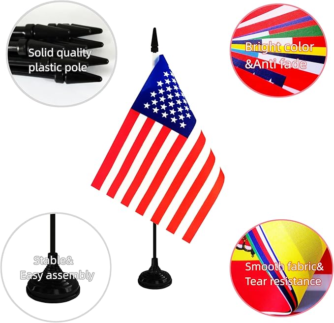 America USA Desk Flag, 12 Pack American Table Office Flag - Image 3
