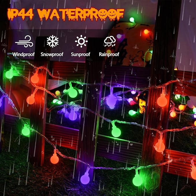Connectable Orange Purple and Green Halloween Lights Outdoor Indoor - 43FT - Image 3