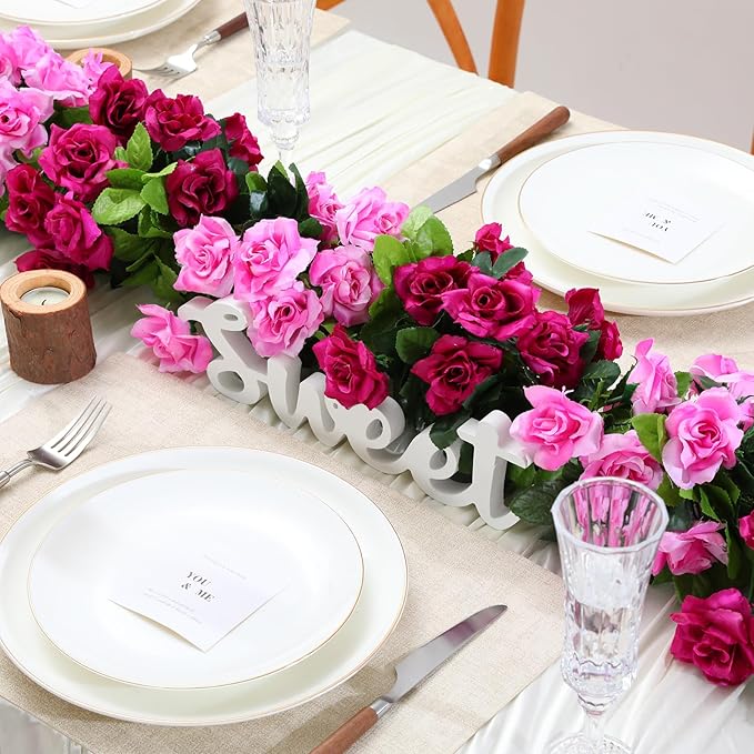 Floweroyal 4 Pack Artificial Flower Garlands 15.8FT Fake Rose Vines Silk - Image 2