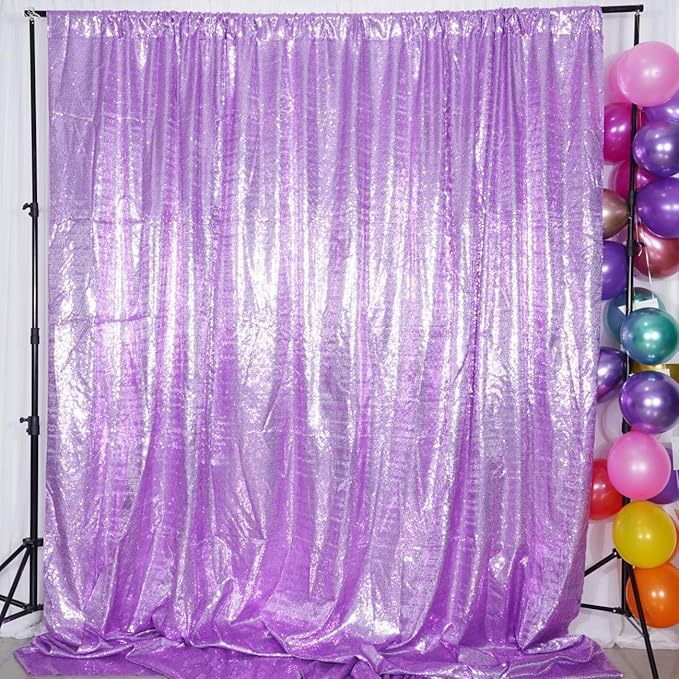 Poise3EHome 7Ft x 7Ft Lavender Sequin Backdrop, Glitter Thick Satin Sequin - Image 3