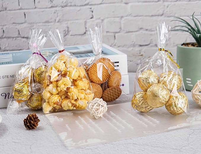 LOKIQNG Cellophane Bags Plastic Treat Bag Clear Cookie Candy Bags - Image 6