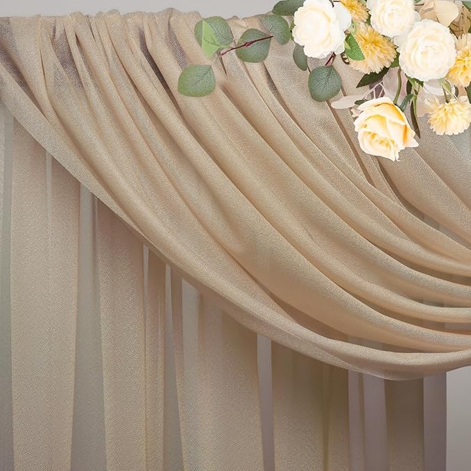Wokceer Wedding Arch Draping Fabric Nude 28.7" x 20FT Sheer Drapes Backdrop - Image 5