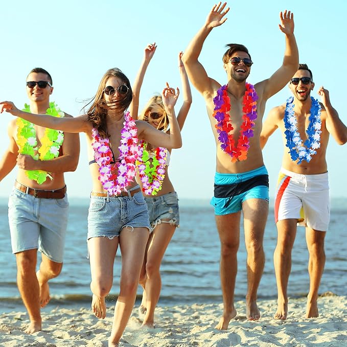 12PCS Hawaiian Leis Bulk, Colorful Luau Leis Party Decorations, Hawaiian - Image 6