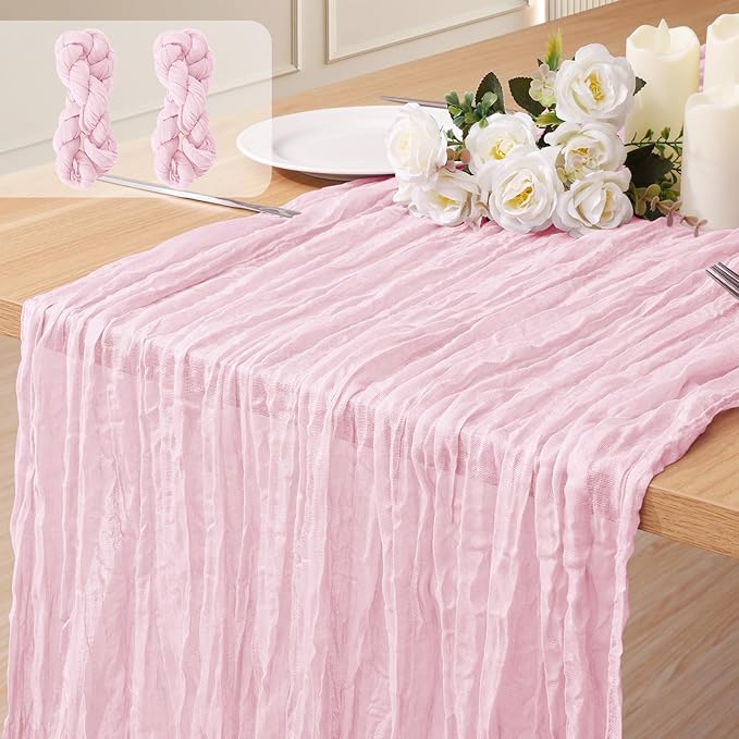 2 Pack Cheesecloth Table Runner 10Ft Christmas Gauze Boho Table Runners by HOME