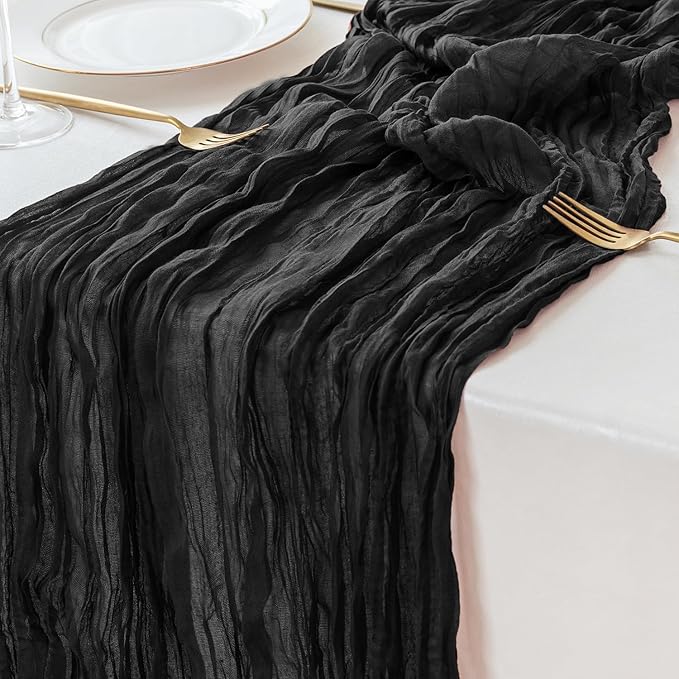 Sioloc Black Cheesecloth Table Runner Fall Autumn Decor - Image 5