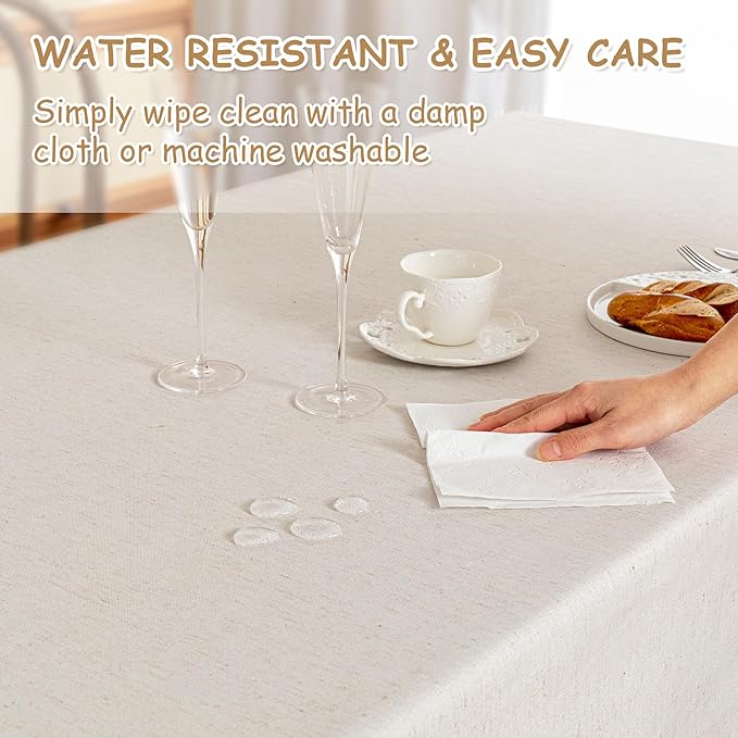 MYSKY HOME Table Cloth 60x60 in Rectangle Table, Heavy Duty Cotton Tassel Linen - Image 3
