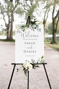 Wedding Welcome Sign, Botanical Wedding Welcome Sign, Pole Mount by CENOVACY