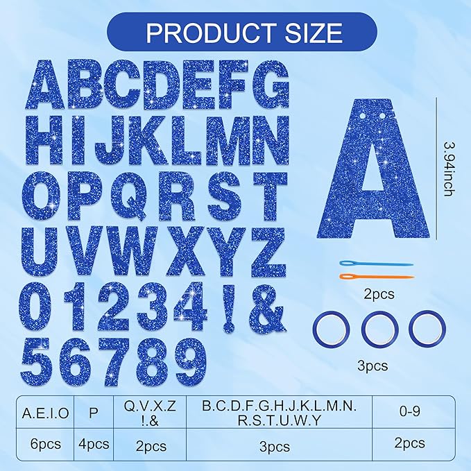 BEISHIDA 116 PCS A-Z Glitter Blue DIY Letter Banner Kit Make Your Own - Image 2