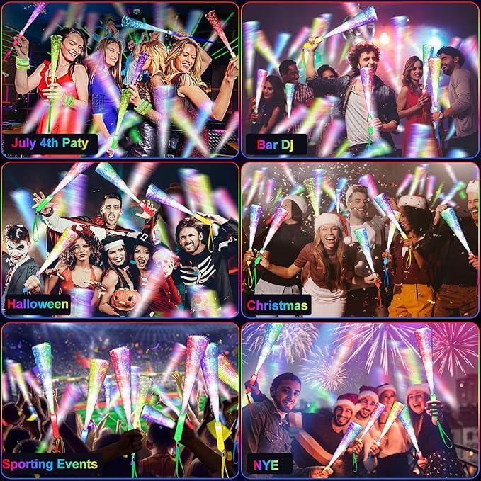 120PCS Glow Fiber Optic Sticks, LED Light Wands, Glow in The Dark Party Supplies - Image 7