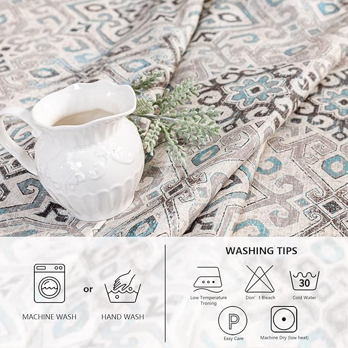 MYSKY HOME Rectangle Tablecloth 60x102 Inches -Linen Farmhouse Geometric - Image 4