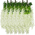 24 Pack White Green Wisteria Hanging Flowers Garland, 3.77 Feet Artificial by Luerbi
