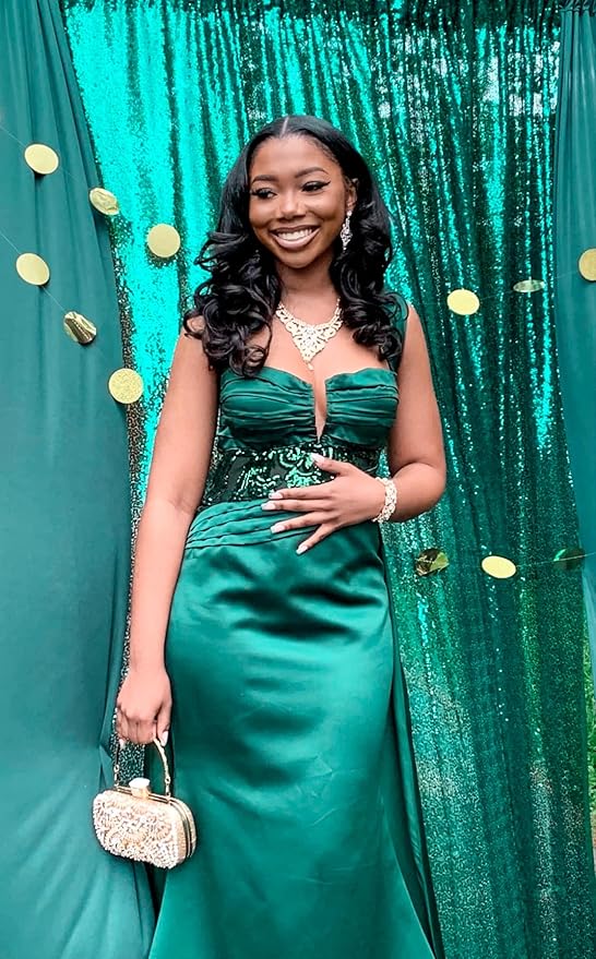 ShinyBeauty Premium Sequin Photography Backdrop 4x7 FT -Green Glitter Fabric - Image 2