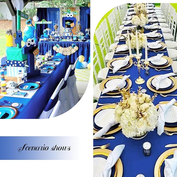 12 Pack Polyester Tablecloth 60 x 126 Inch Royal Blue Tablecloth - Image 5