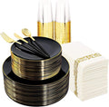 Supernal 350pcs Black Plastic Dinnerware Set by supernal