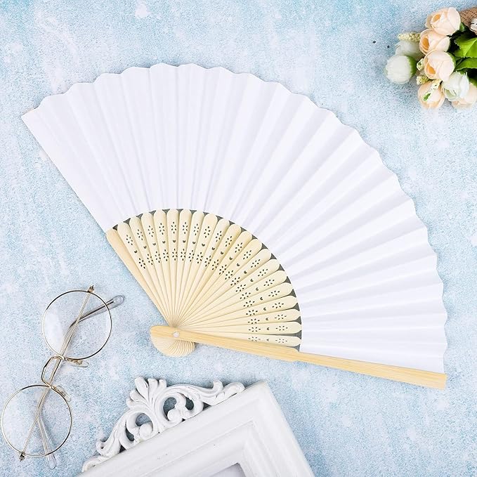 Aneco 36 Pieces Handheld Paper Fans Paper Folding Fans - Image 5