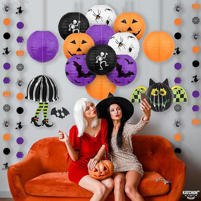 KatchOn, Halloween Hanging Paper Lanterns Set - Image 9