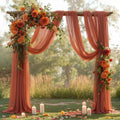 Wedding Arch Draping Fabric, 2 Panels 28" x 19Ft Terracotta Wedding Arch Drapes by Partisky
