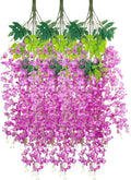 12 Pack Purple Red Wisteria Hanging Flowers Garland, 3.77 Feet Artificial by Luerbi